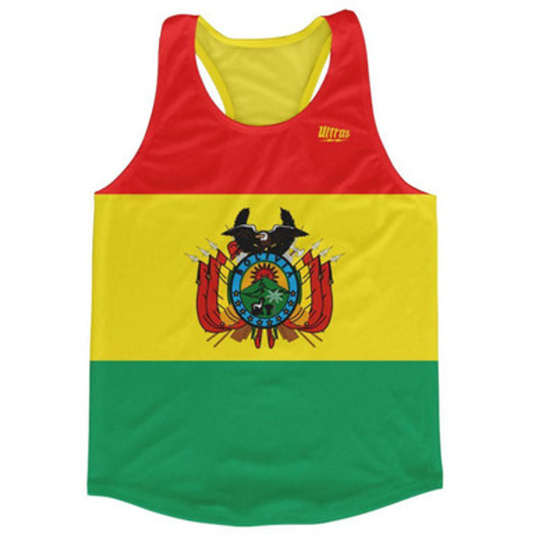 Bolivia Country Flag Running Tank Top Racerback Track and Cross Country Singlet Jersey Made In USA - Red Yellow Green