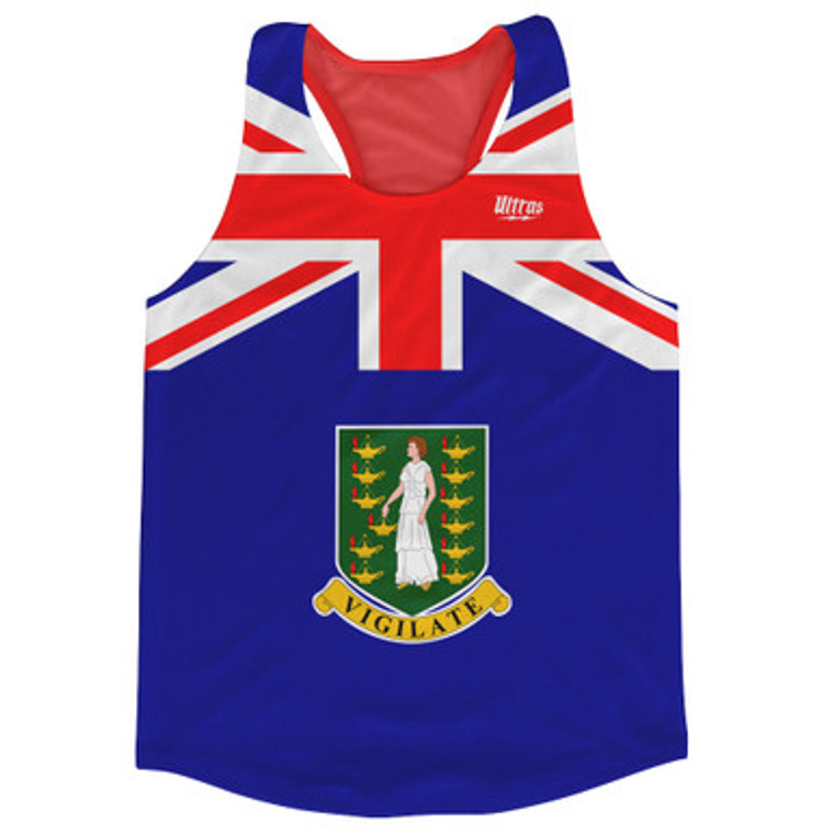 British Virgin Islands Country Flag Running Tank Top Racerback Track and Cross Country Singlet Jersey Made In USA - Yellow Green