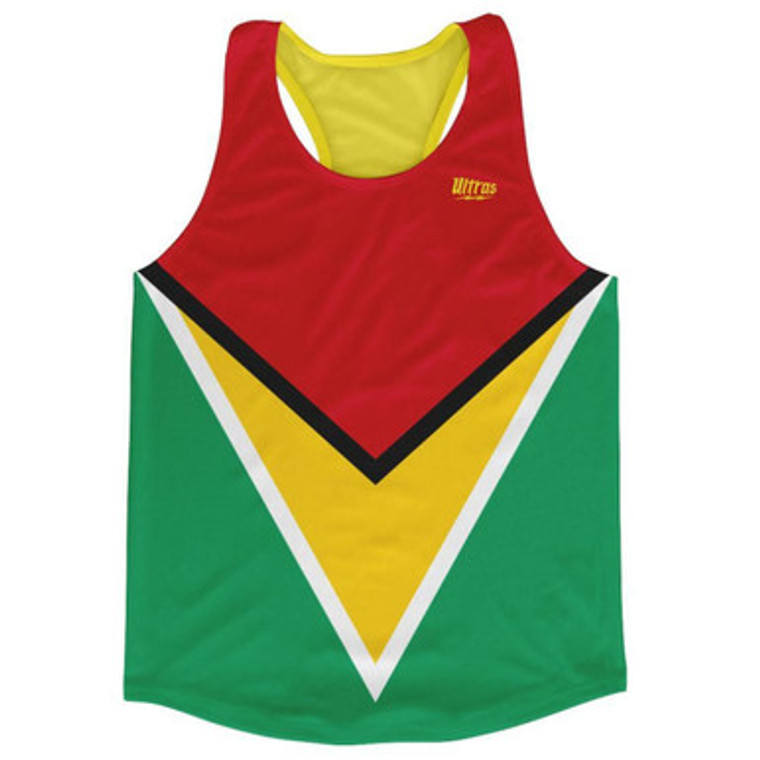 Guyana Country Flag Running Tank Top Racerback Track and Cross Country Singlet Jersey Made In USA - Red Green Yellow
