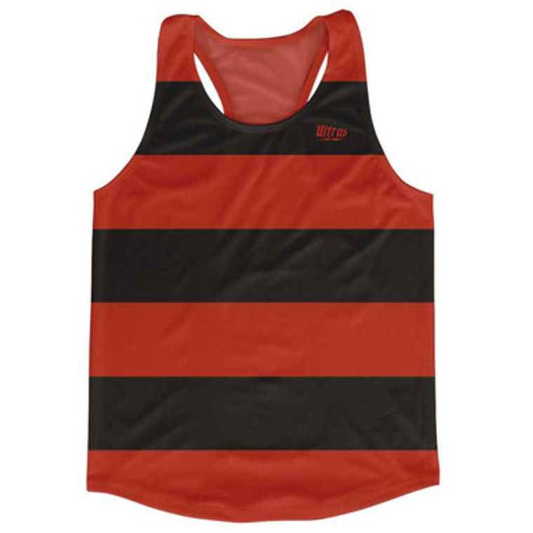 Cardinal Red & Black Striped Running Tank Top Racerback Track and Cross Country Singlet Jersey Made In USA - Cardinal Red & Black