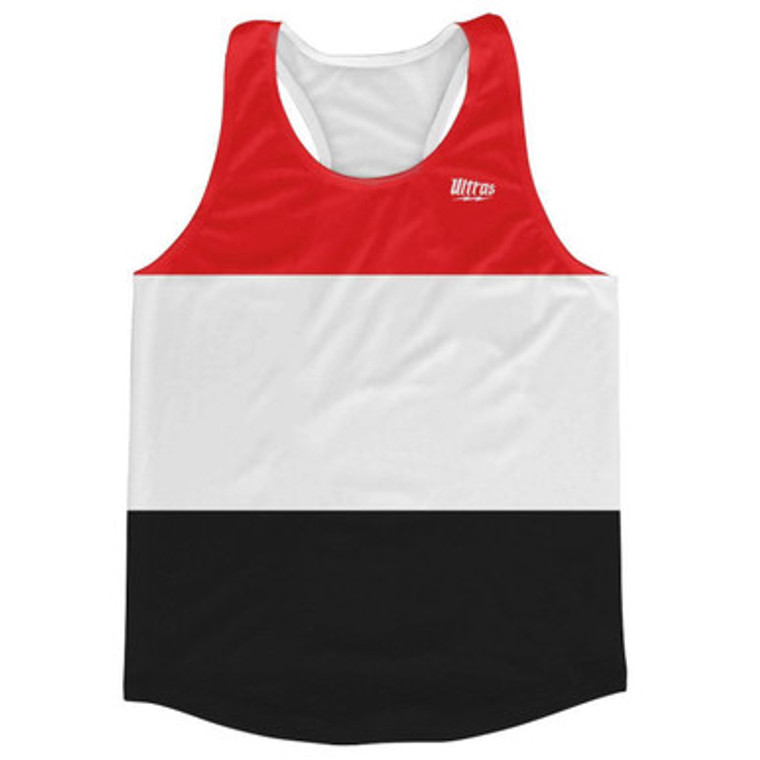 Yemen Country Flag Running Tank Top Racerback Track and Cross Country Singlet Jersey Made In USA - Red Black