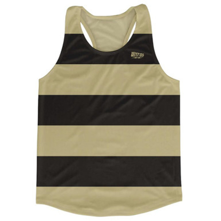 Vegas Gold & Black Striped Running Tank Top Racerback Track and Cross Country Singlet Jersey Made In USA - Vegas Gold & Black