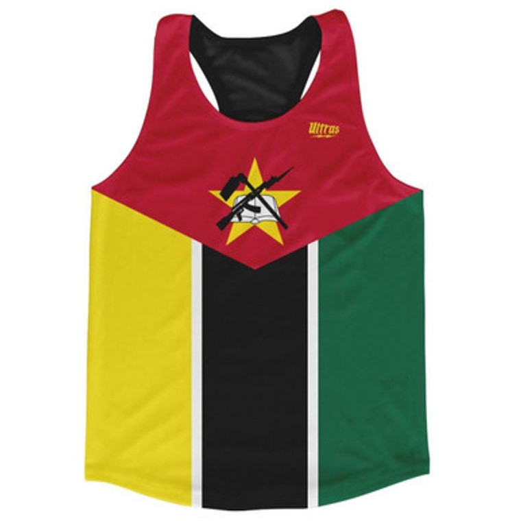 Mozambique Country Flag Running Tank Top Racerback Track and Cross Country Singlet Jersey Made In USA - Green Black Yellow