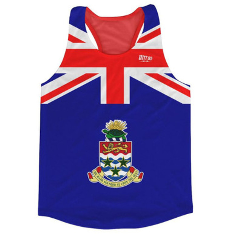 Cayman Islands Country Flag Running Tank Top Racerback Track and Cross Country Singlet Jersey Made In USA-Red Blue White