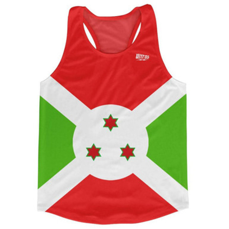 Burundi Country Flag Running Tank Top Racerback Track and Cross Country Singlet Jersey Made In USA - Red Green