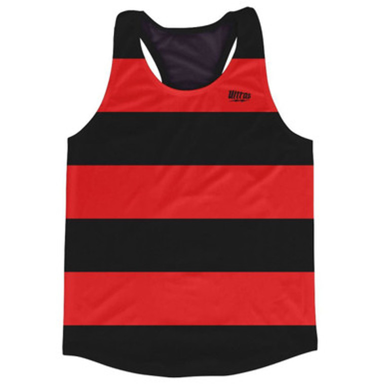 Black & Red Striped Running Tank Top Racerback Track and Cross Country Singlet Jersey Made In USA - Black & Red