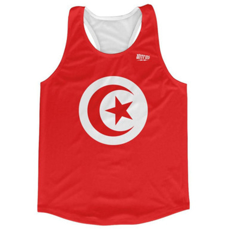 Tunisia Country Flag Running Tank Top Racerback Track and Cross Country Singlet Jersey Made In USA - Red White