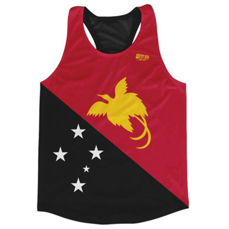 Papua New Guinea Country Flag Running Tank Top Racerback Track and Cross Country Singlet Jersey Made In USA - Black Red