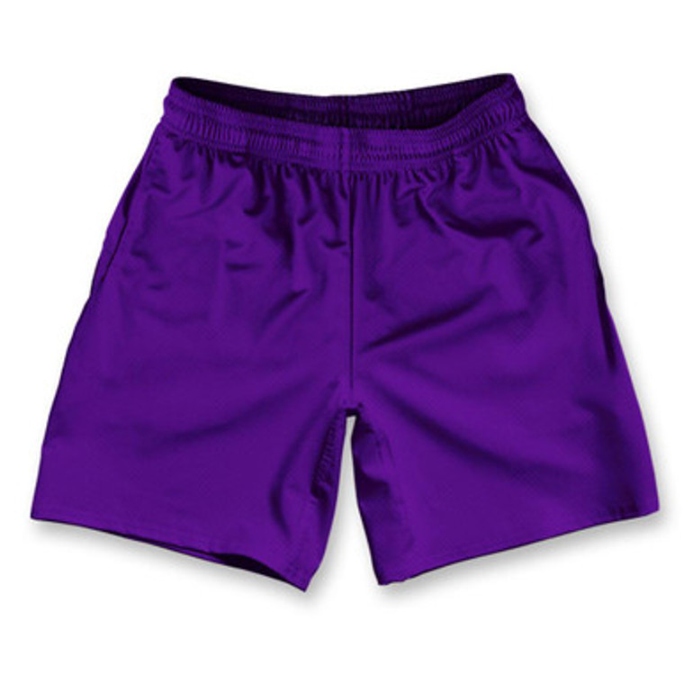 Purple Violet Laker Athletic Running Fitness Exercise Shorts 7" Inseam Made in USA - Purple