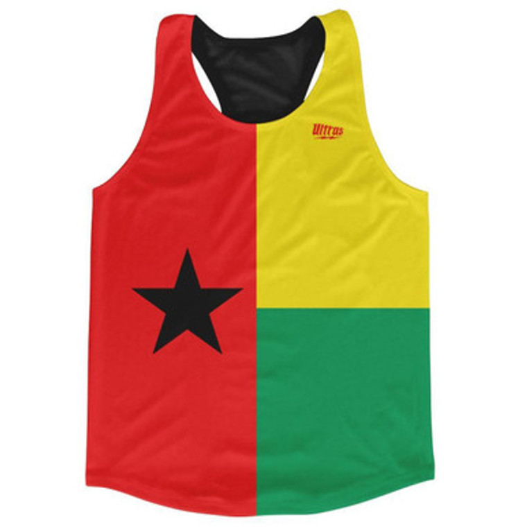 Guinea-Bissau Country Flag Running Tank Top Racerback Track and Cross Country Singlet Jersey Made In USA - Red Green Yellow