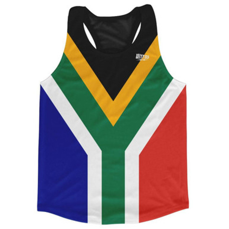 South Africa Country Flag Running Tank Top Racerback Track and Cross Country Singlet Jersey Made In USA-Blue Red Green