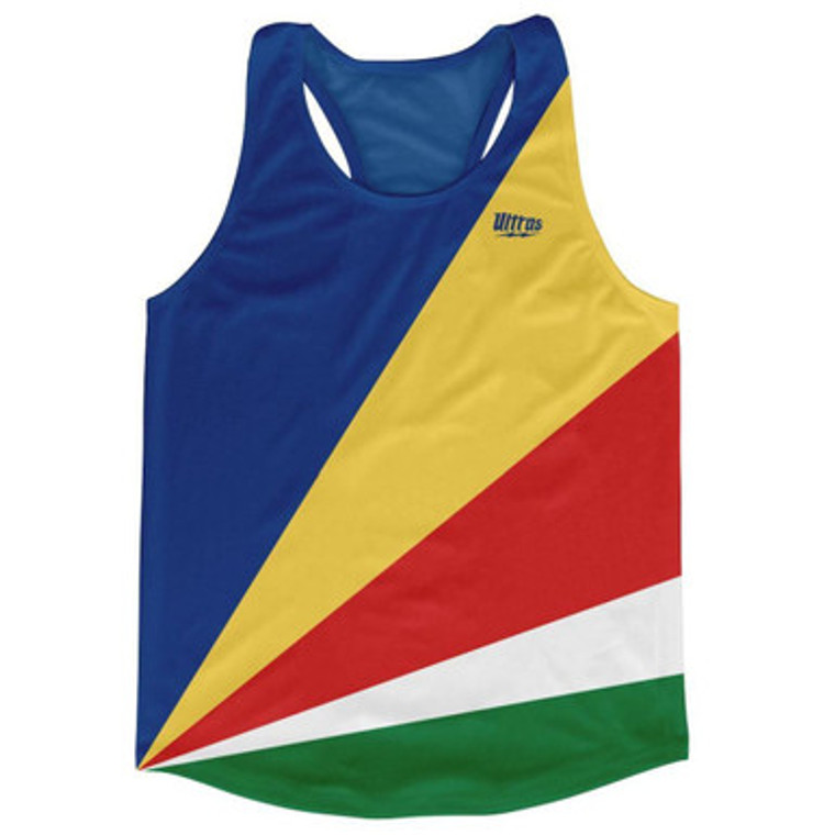 Seychelles Country Flag Running Tank Top Racerback Track and Cross Country Singlet Jersey Made In USA - Red Blue Green