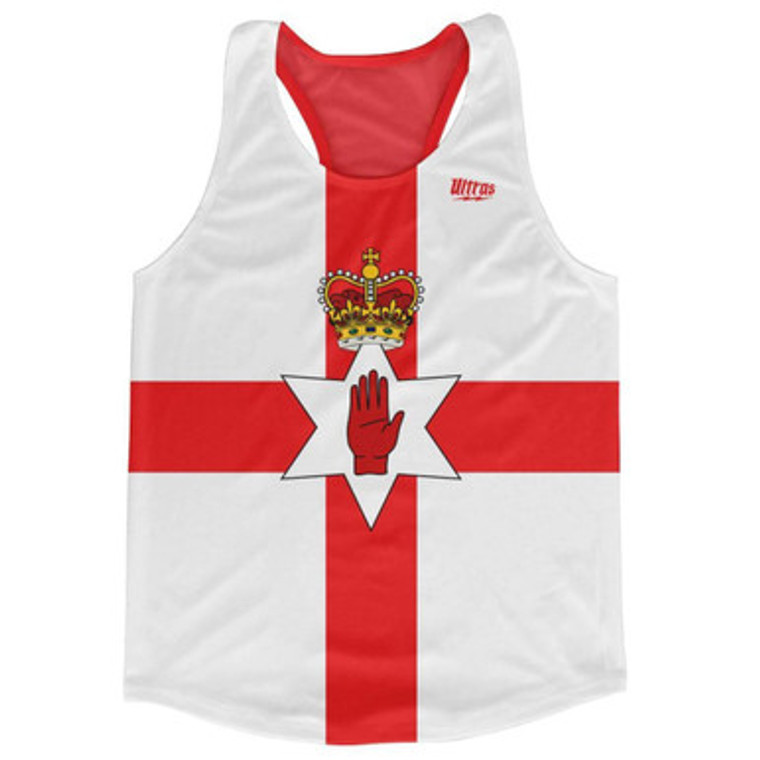 Northern Ireland Country Flag Running Tank Top Racerback Track and Cross Country Singlet Jersey Made In USA - White Red