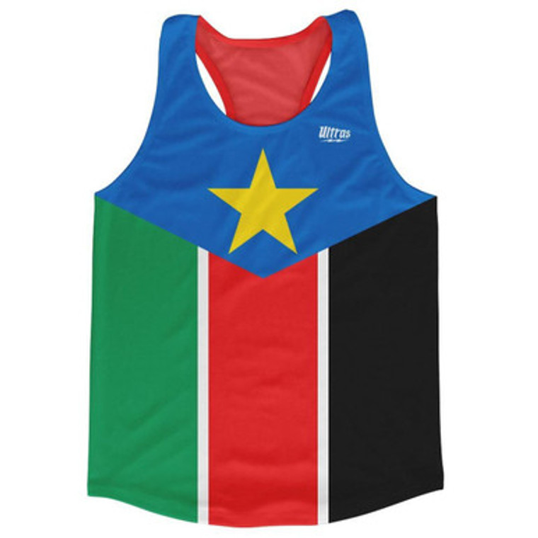 South Sudan Country Flag Running Tank Top Racerback Track and Cross Country Singlet Jersey Made In USA - Black Red Green