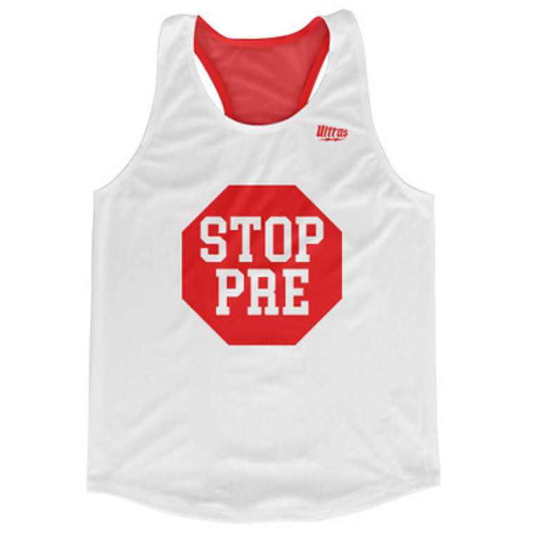 Red Stop Pre Running Track & Field Running Cross Country Tank Racerback Top Made In USA - Red