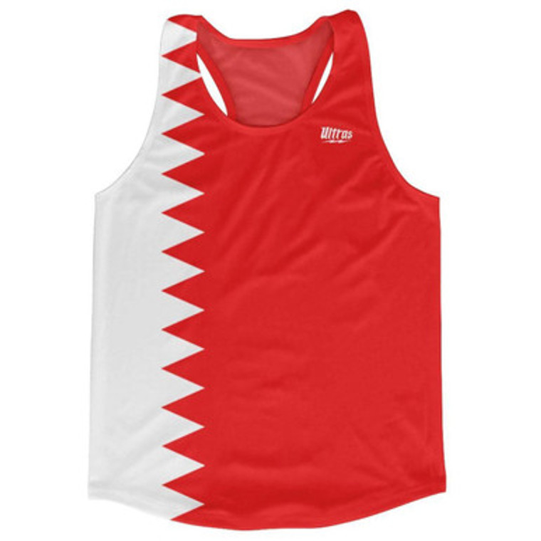 Bahrain Country Flag Running Tank Top Racerback Track and Cross Country Singlet Jersey Made In USA - Red White