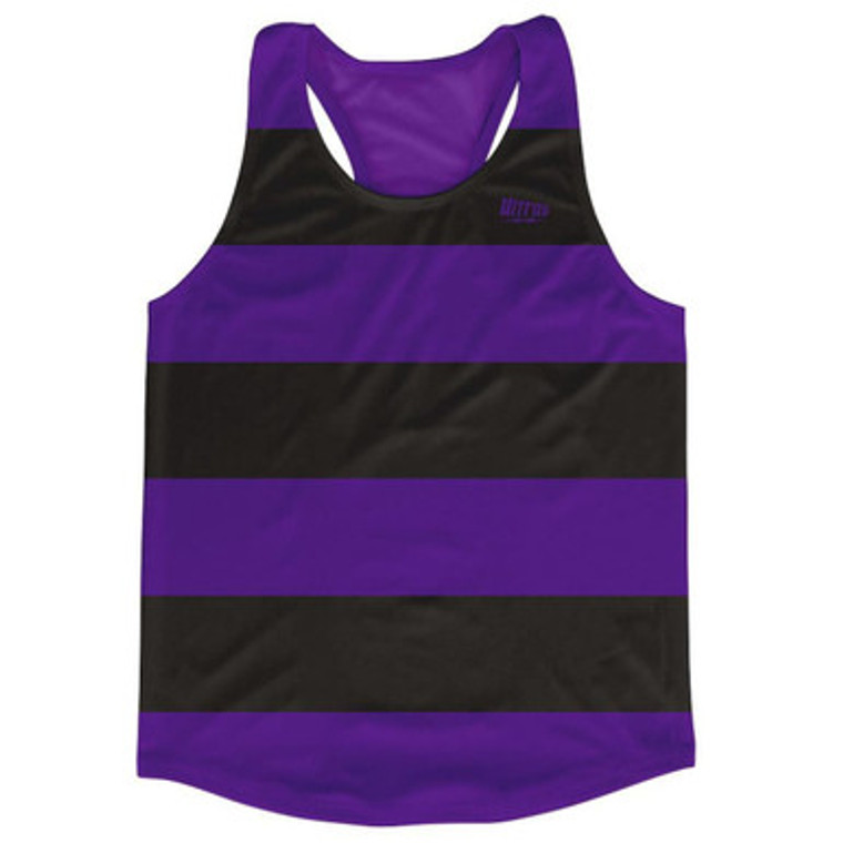 Purple & Black Striped Running Tank Top Racerback Track and Cross Country Singlet Jersey Made In USA - Purple & Black