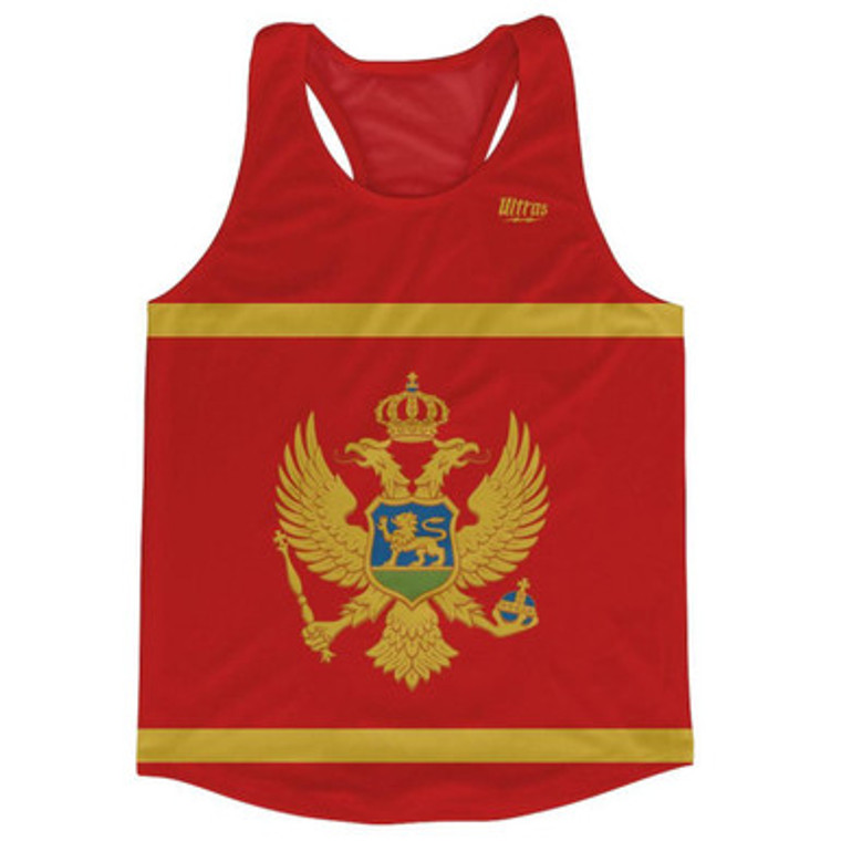 Montenegro Country Flag Running Tank Top Racerback Track and Cross Country Singlet Jersey Made In USA - Yellow Red