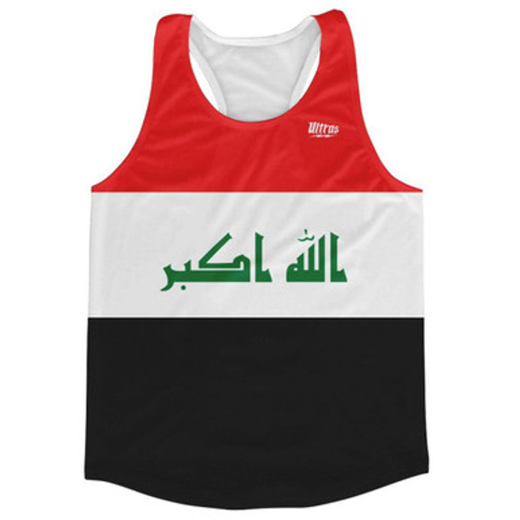 Iraq Country Flag Running Tank Top Racerback Track and Cross Country Singlet Jersey Made In USA - Black Red