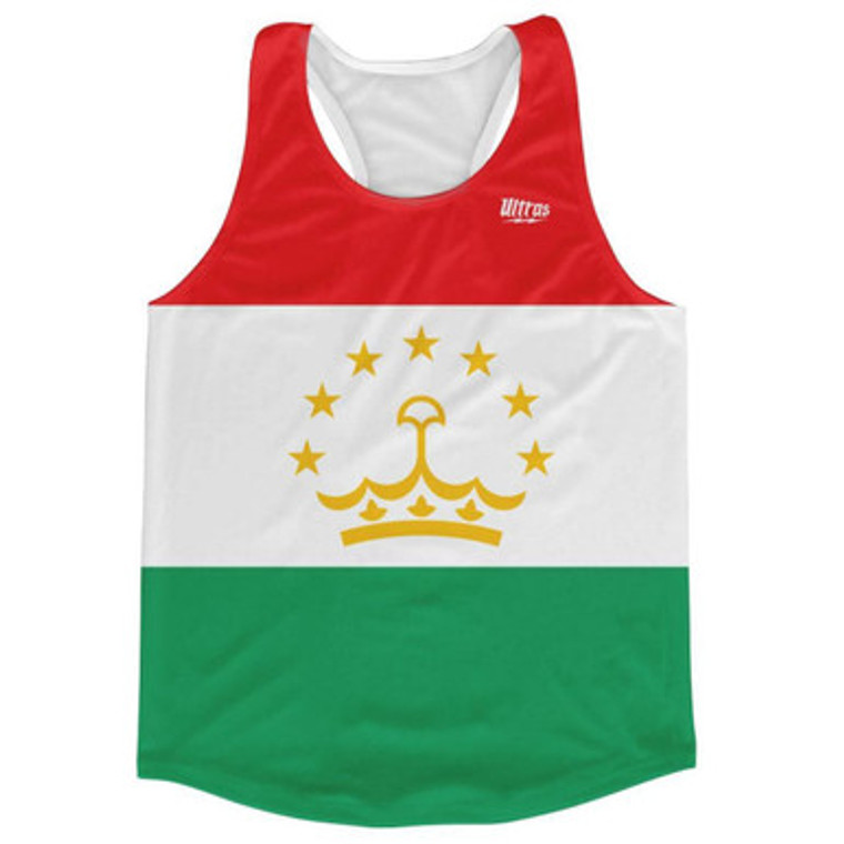 Tajikistan Country Flag Running Tank Top Racerback Track and Cross Country Singlet Jersey Made In USA-Red Green