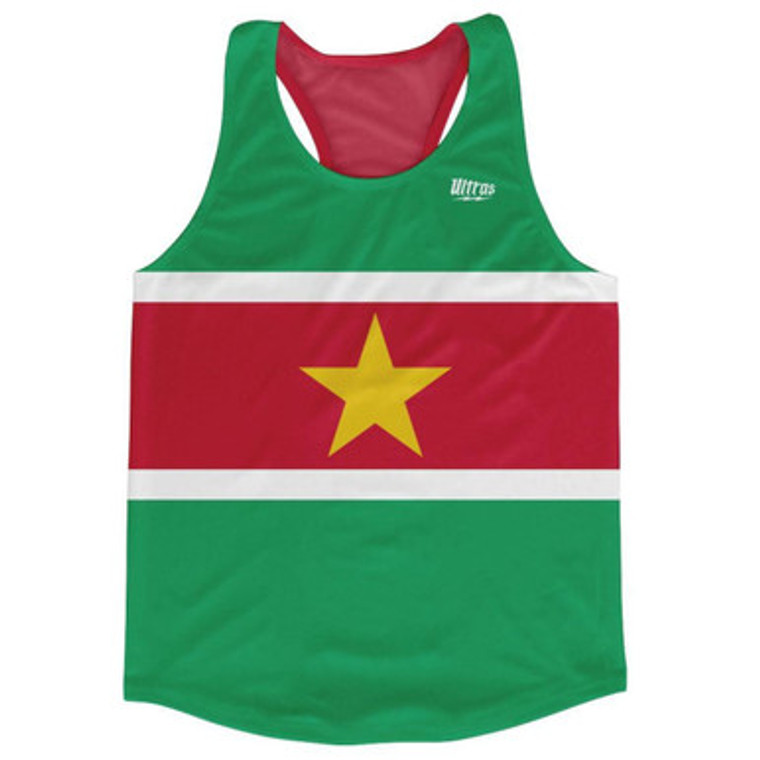 Suriname Country Flag Running Tank Top Racerback Track and Cross Country Singlet Jersey Made In USA - Green Red