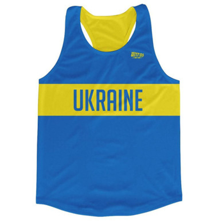 Ukraine Country Finish Line Running Tank Top Racerback Track and Cross Country Singlet Jersey Made In USA - Blue Yellow