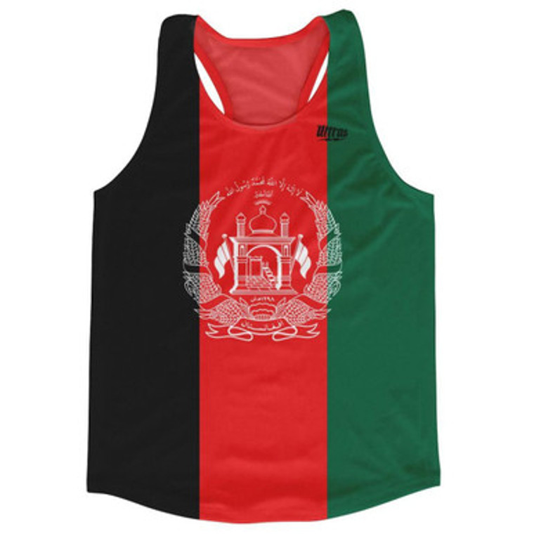 Afghanistan Country Flag Running Tank Top Racerback Track and Cross Country Singlet Jersey Made In USA - Red Green