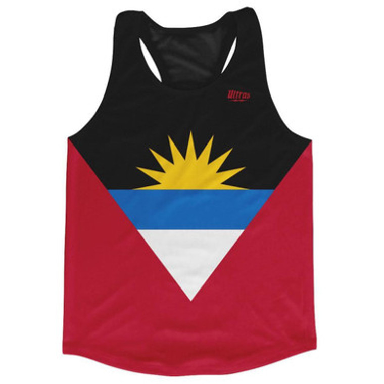 Antigua and Barbuda Country Flag Running Tank Top Racerback Track and Cross Country Singlet Jersey Made In USA - Red Blue