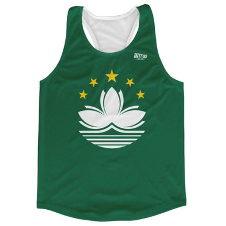 Macau Country Flag Running Tank Top Racerback Track and Cross Country Singlet Jersey Made In USA - Dark Green