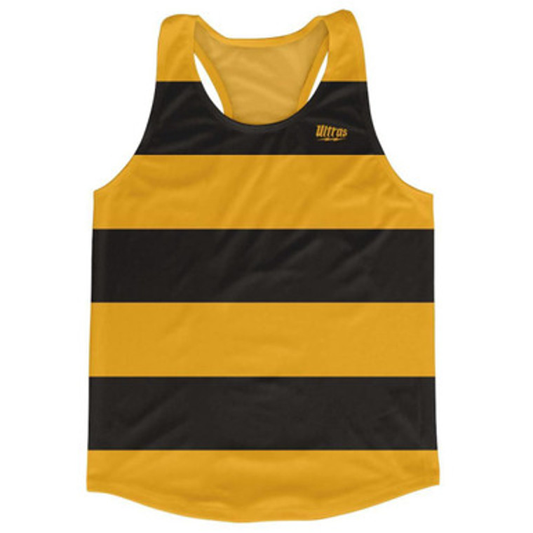 Canary Yellow Black Striped Running Tank Top Racerback Track and Cross Country Singlet Jersey Made In USA - Canary Yellow Black