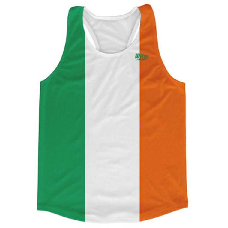 Ireland Country Flag Running Tank Top Racerback Track and Cross Country Singlet Jersey Made In USA-Green White Orange