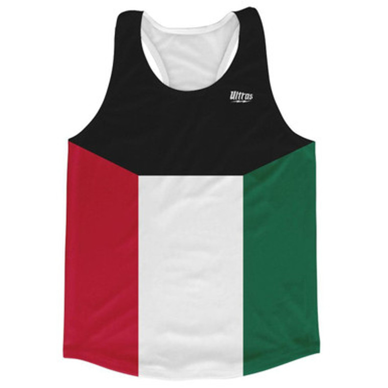 Kuwait Country Flag Running Tank Top Racerback Track and Cross Country Singlet Jersey Made In USA - Red Green