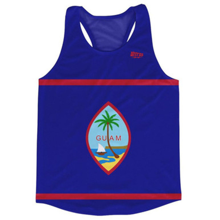 Guam Country Flag Running Tank Top Racerback Track and Cross Country Singlet Jersey Made In USA - Red Blue