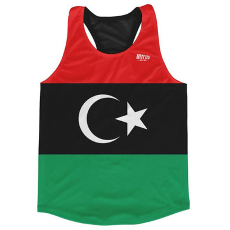 Libya Country Flag Running Tank Top Racerback Track and Cross Country Singlet Jersey Made In USA - Red Black Green