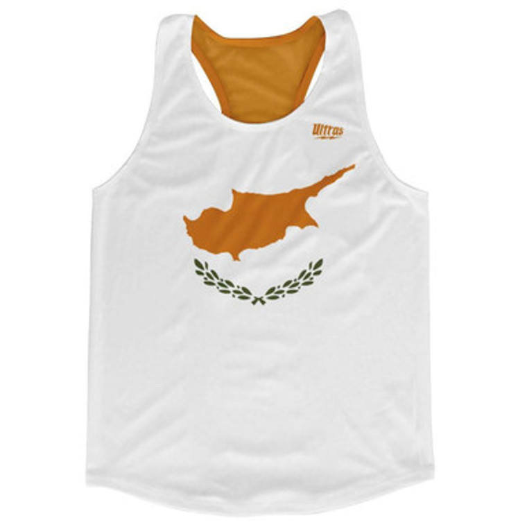Cyprus Country Flag Running Tank Top Racerback Track and Cross Country Singlet Jersey Made In USA - White Orange