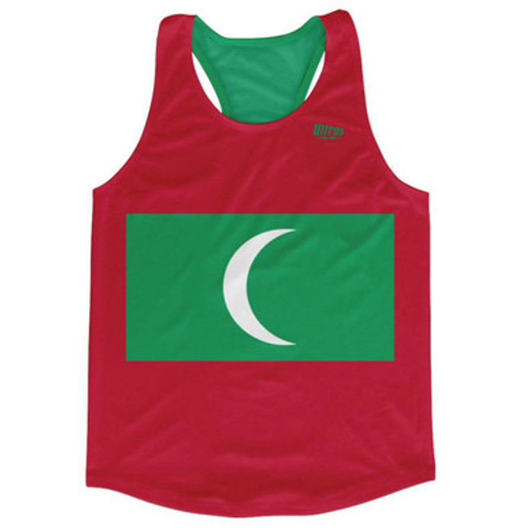 Maldives Country Flag Running Tank Top Racerback Track and Cross Country Singlet Jersey Made In USA - Red Green