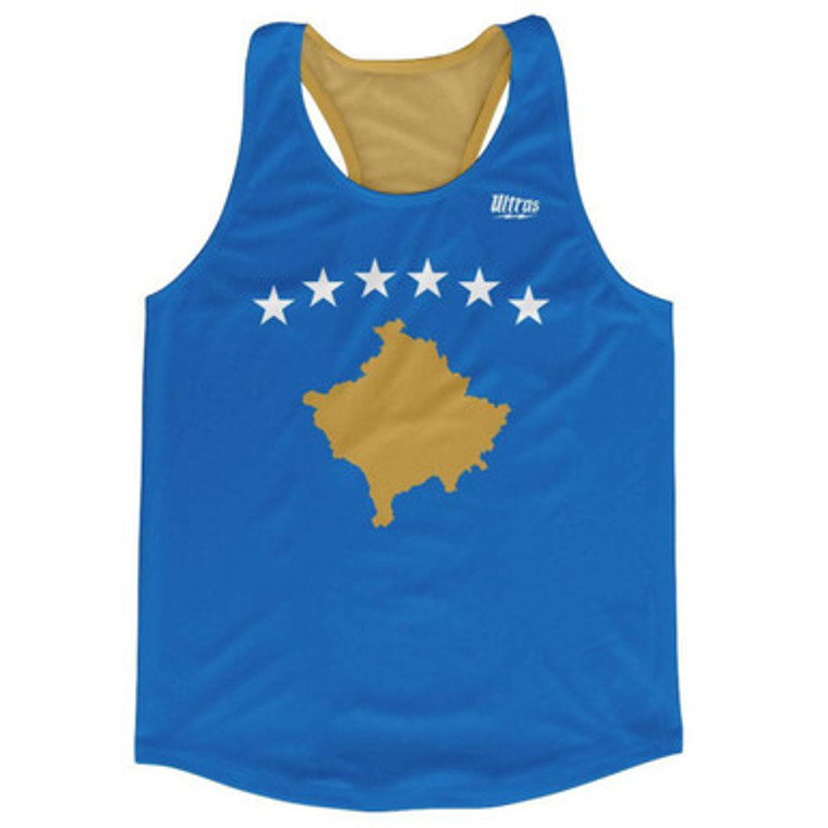 Kosovo Country Flag Running Tank Top Racerback Track and Cross Country Singlet Jersey Made In USA - Blue