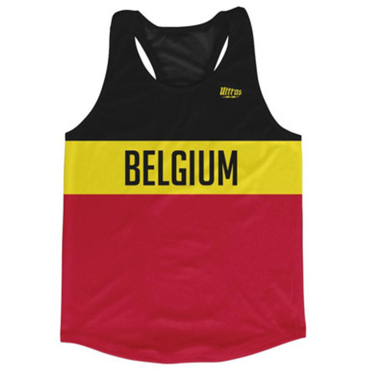 Belgium Country Finish Line Running Tank Top Racerback Track and Cross Country Singlet Jersey Made In USA - Black Yellow Red