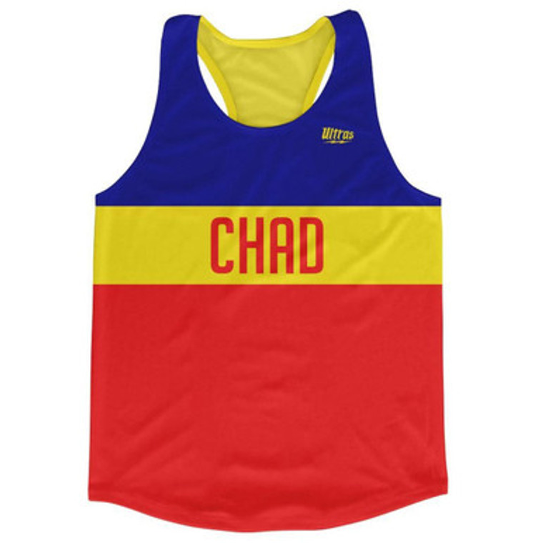 Chad Country Finish Line Running Tank Top Racerback Track and Cross Country Singlet Jersey - Blue Yellow Red