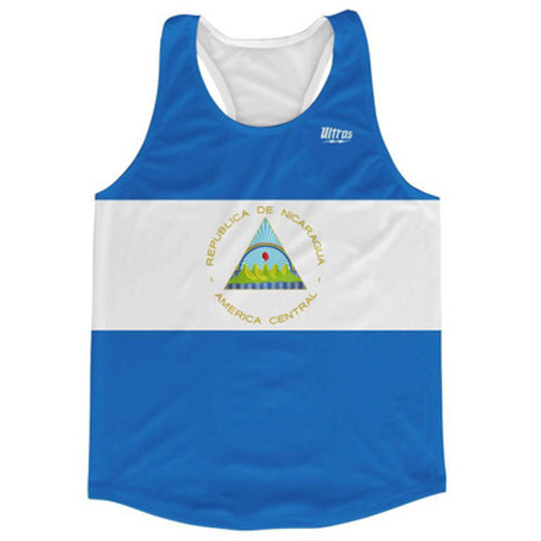 Nicaragua Country Flag Running Tank Top Racerback Track and Cross Country Singlet Jersey Made In USA - Blue White