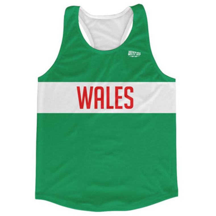 Wales Country Finish Line Running Tank Top Racerback Track and Cross Country Singlet Jersey Made In USA-White Green