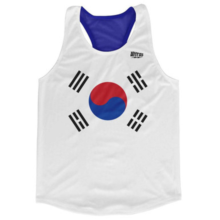 South Korea Country Flag Running Tank Top Racerback Track and Cross Country Singlet Jersey Made In USA - Blue White