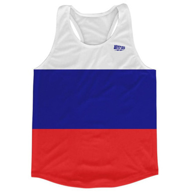 Russia Country Flag Running Tank Top Racerback Track and Cross Country Singlet Jersey Made In USA-Blue Red White