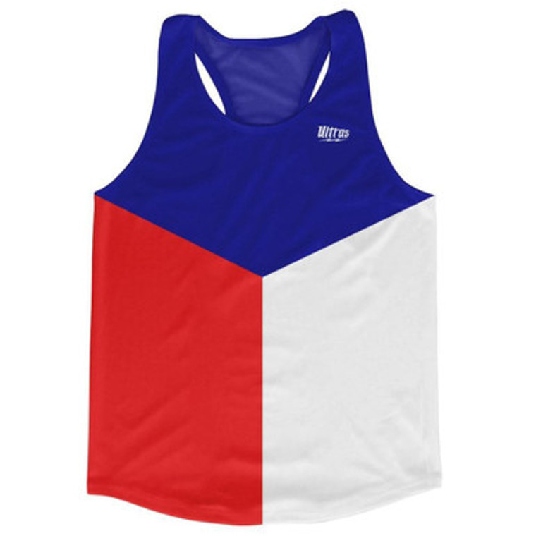 Czech Republic Country Flag Running Tank Top Racerback Track and Cross Country Singlet Jersey Made In USA - White Blue Red