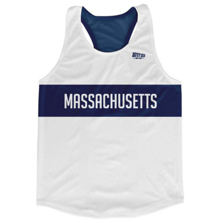 Massachusetts Finish Line Running Tank Top Racerback Track and Cross Country Singlet Jersey Made In USA-White