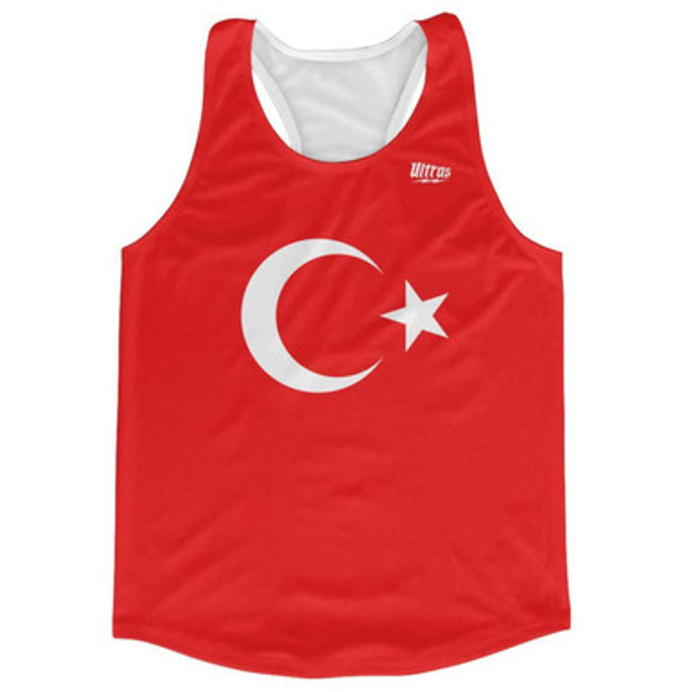 Turkey Country Flag Running Tank Top Racerback Track and Cross Country Singlet Jersey Made In USA - Red White