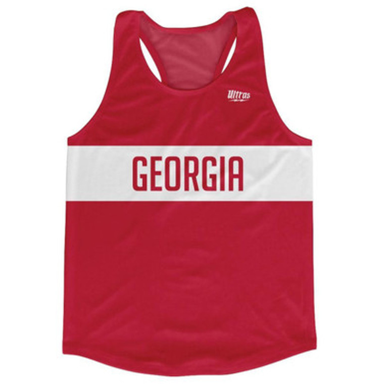 Georgia Country Finish Line Running Tank Top Racerback Track and Cross Country Singlet Jersey Made In USA - Red White