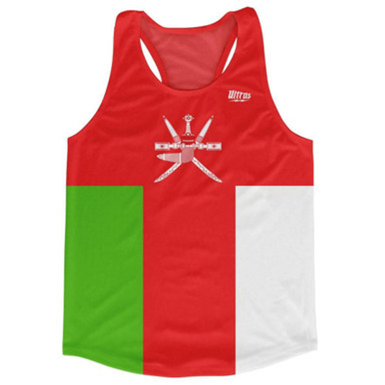 Oman Country Flag Running Tank Top Racerback Track and Cross Country Singlet Jersey Made In USA - White Red Green