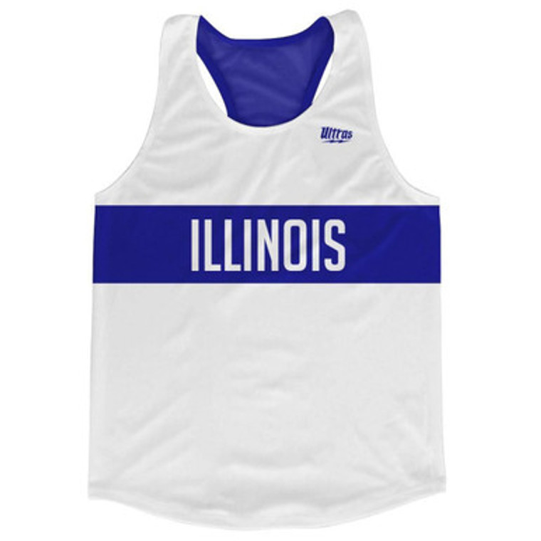 Illinois Finish Line Running Tank Top Racerback Track and Cross Country Singlet Jersey Made In USA-White