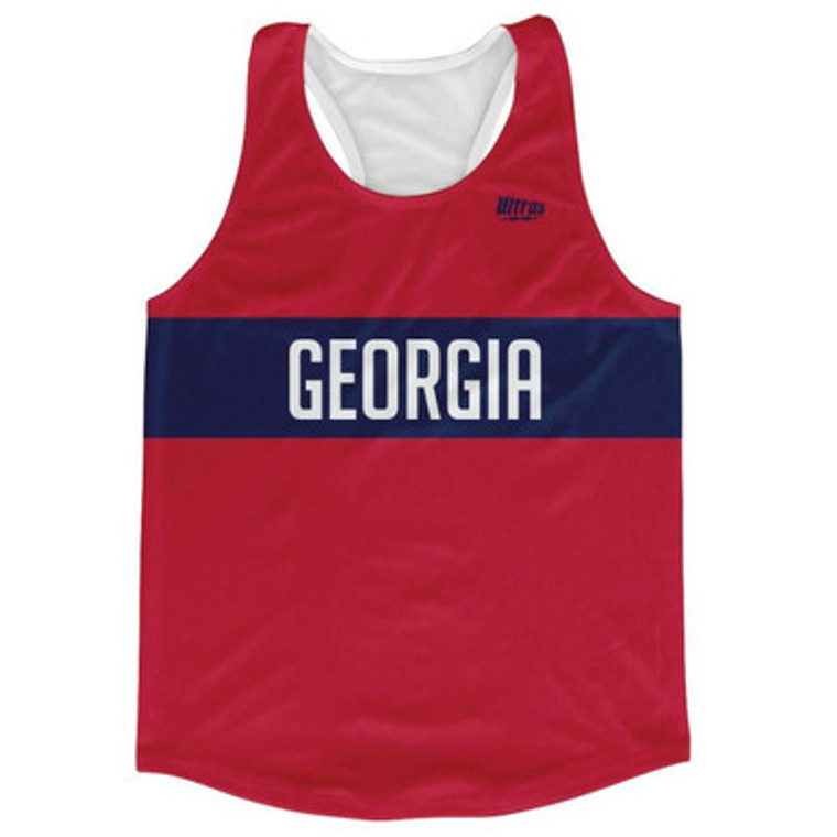 Georgia Finish Line Running Tank Top Racerback Track and Cross Country Singlet Jersey Made In USA - Blue White Red